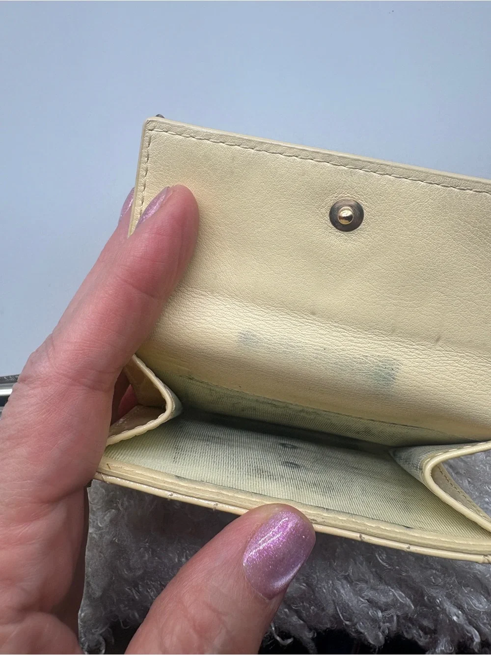 Christian Dior Lady Dior Cannage Patent Leather Compact Trifold Wallet